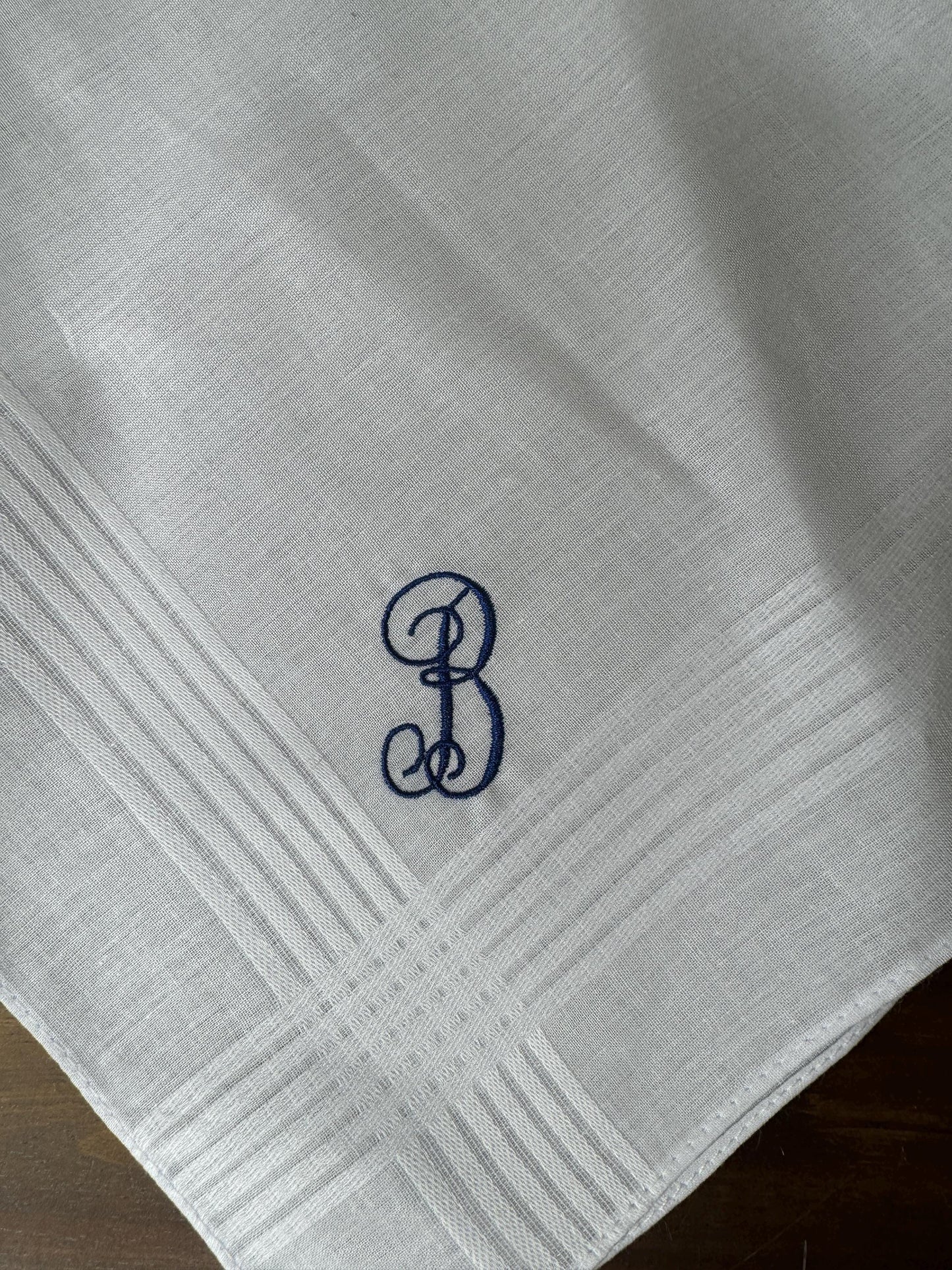Men's Handkerchief with Monogrammed Initials Pocket Square Wedding Gift
