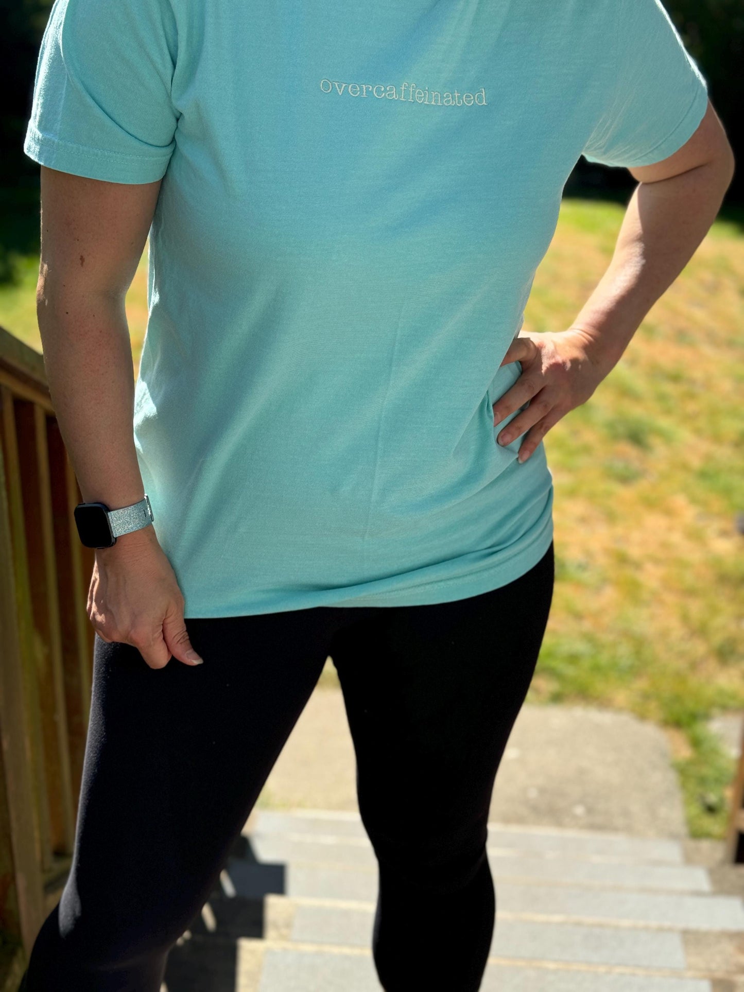 Overcaffeinated Embroidered T-shirt Comfort Colors