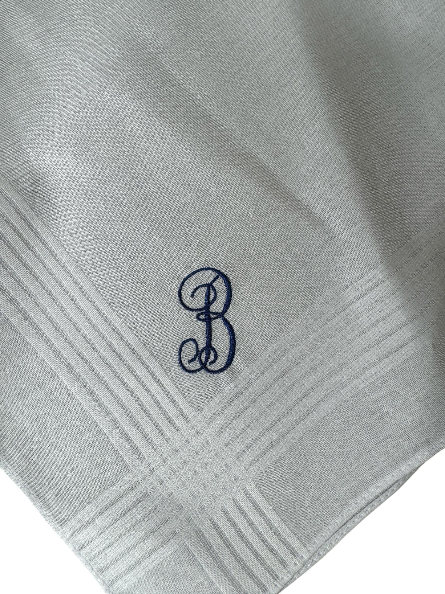 Men's Handkerchief with Monogrammed Initials Pocket Square Wedding Gift