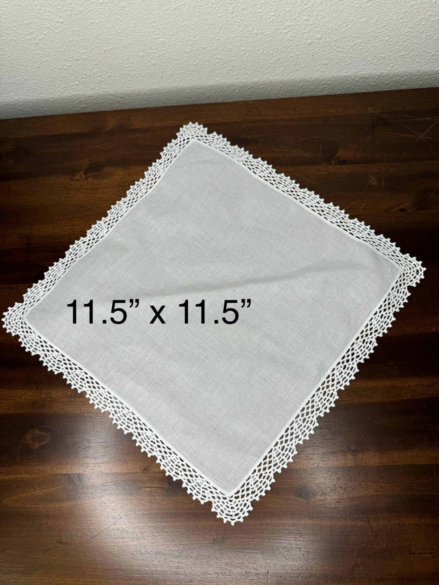 Embroidered Wedding Handkerchief Mother of the Bride with wedding date and heart scalloped satin