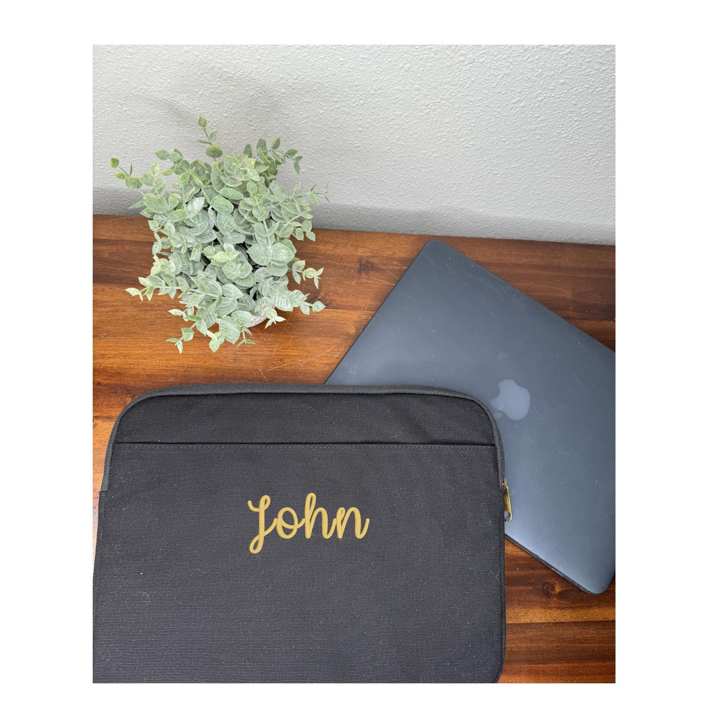 Customized Embroidered Canvas Laptop Bag Monogram or Name - Gift for her and him