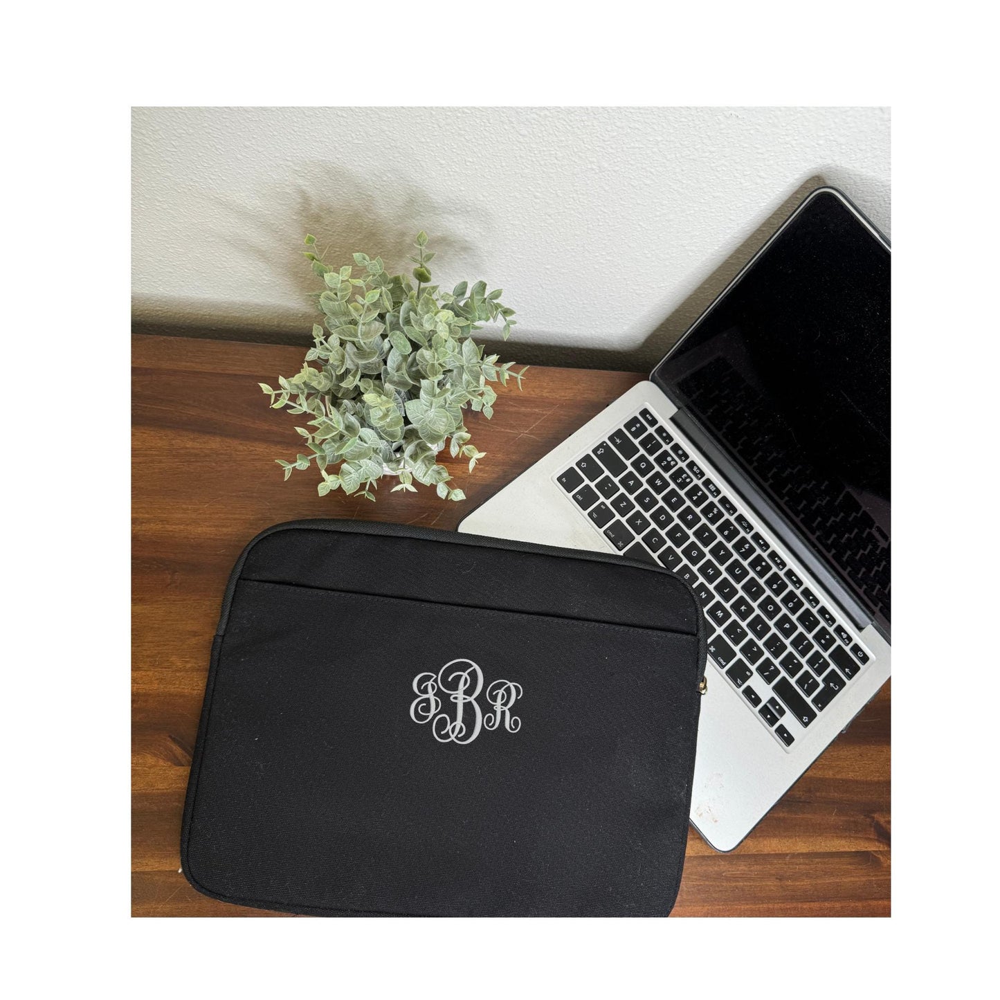 Customized Embroidered Canvas Laptop Bag Monogram or Name - Gift for her and him