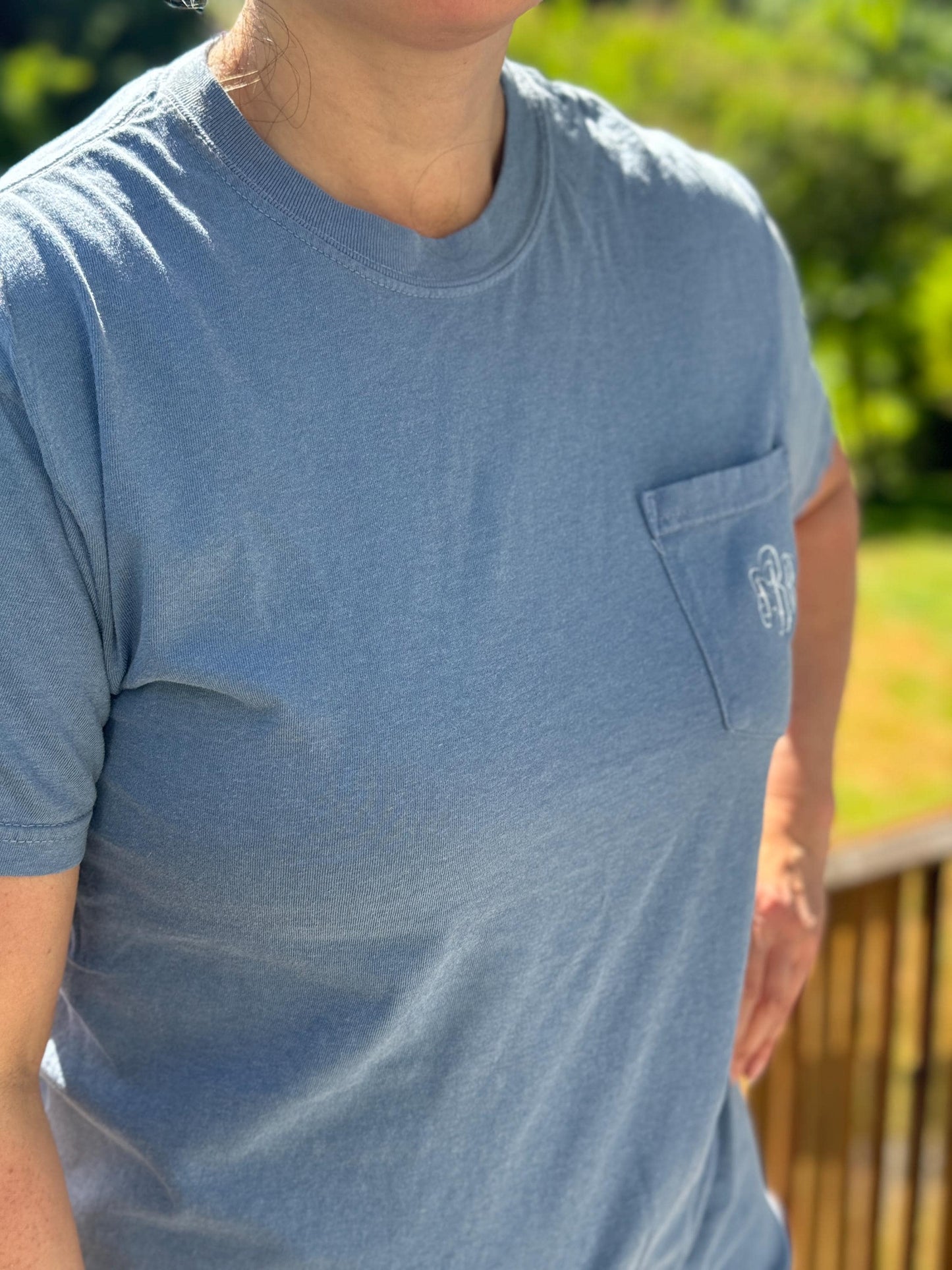 Embroidered Monogram Pocket T-Shirt Comfort Colors