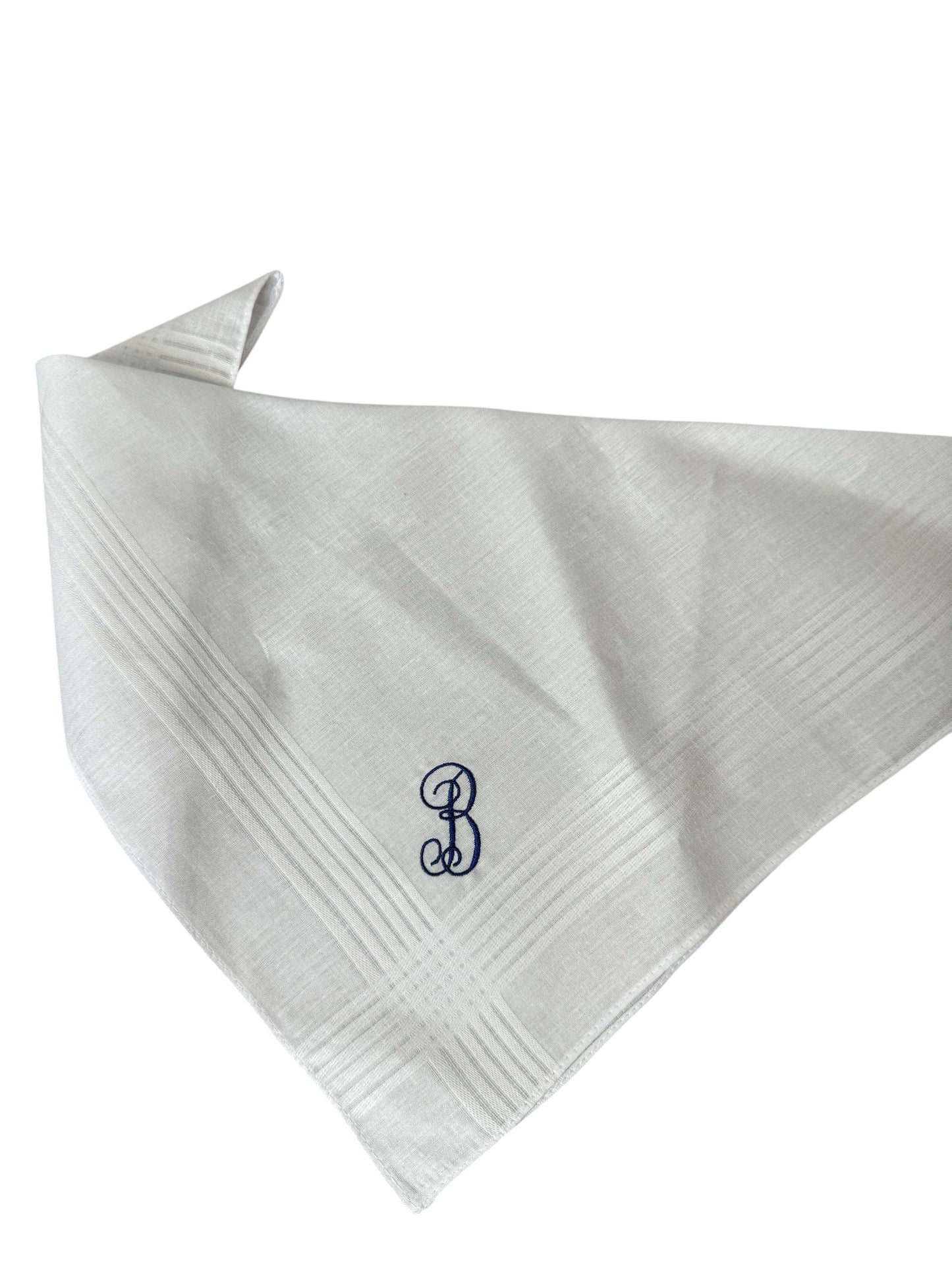 Men's Handkerchief with Monogrammed Initials Pocket Square Wedding Gift