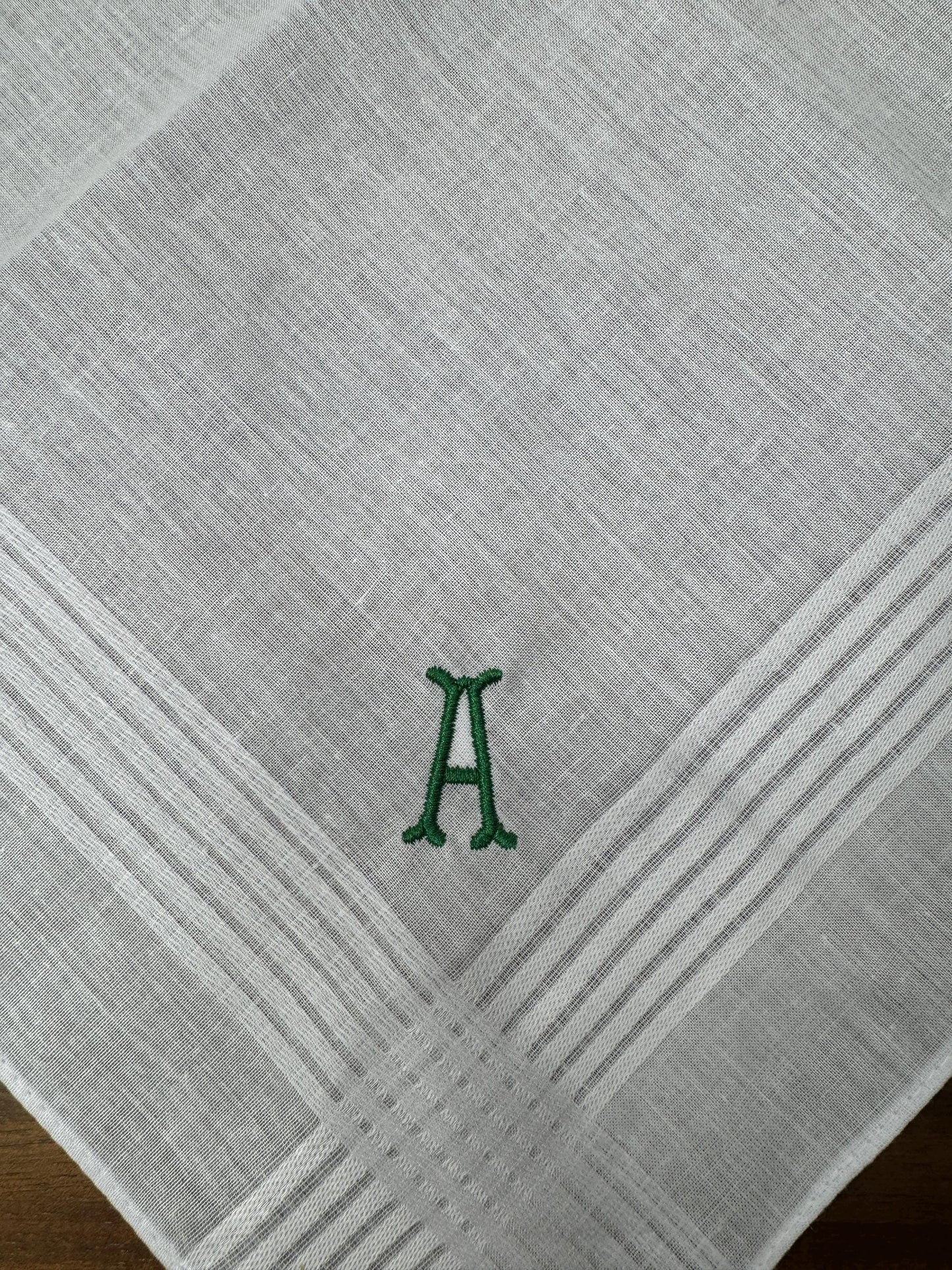 Men's Handkerchief with Monogrammed Initials Pocket Square Wedding Gift