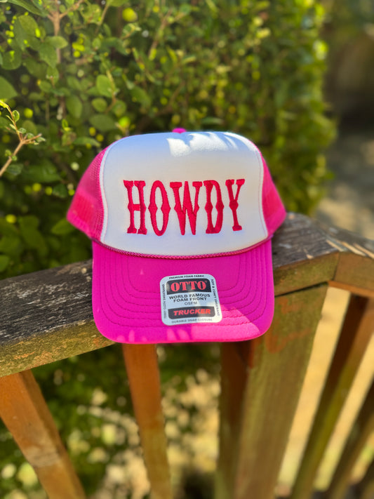 Embroidered Foam Trucker Hat - "HOWDY"