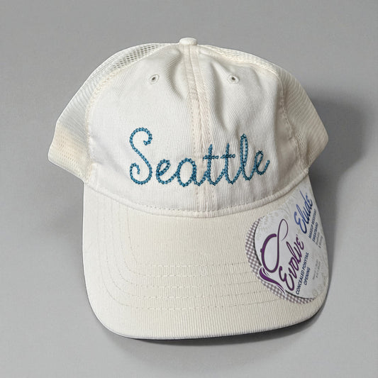 Embroidered Custom CITY or STATE Corduroy Hat - Personalized Hat