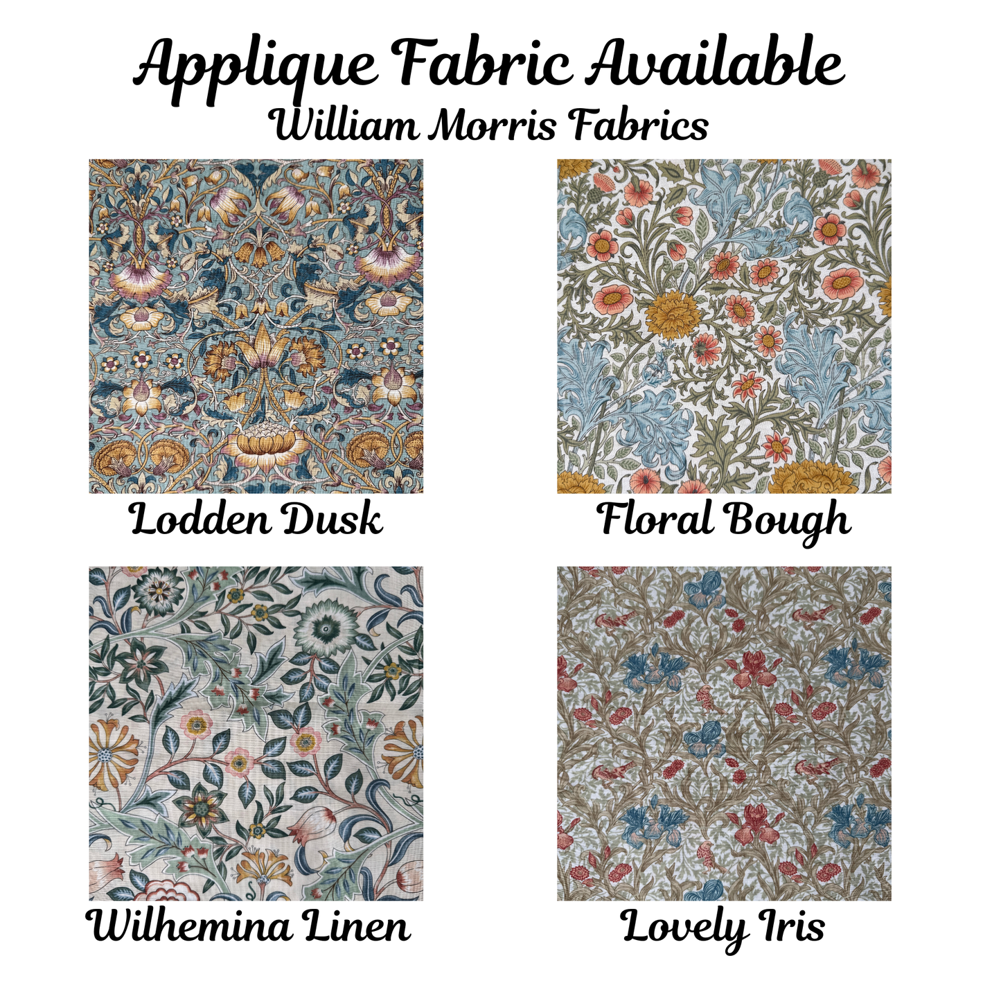 TEACH embroidered Applique Crewneck with William Morris Fabric