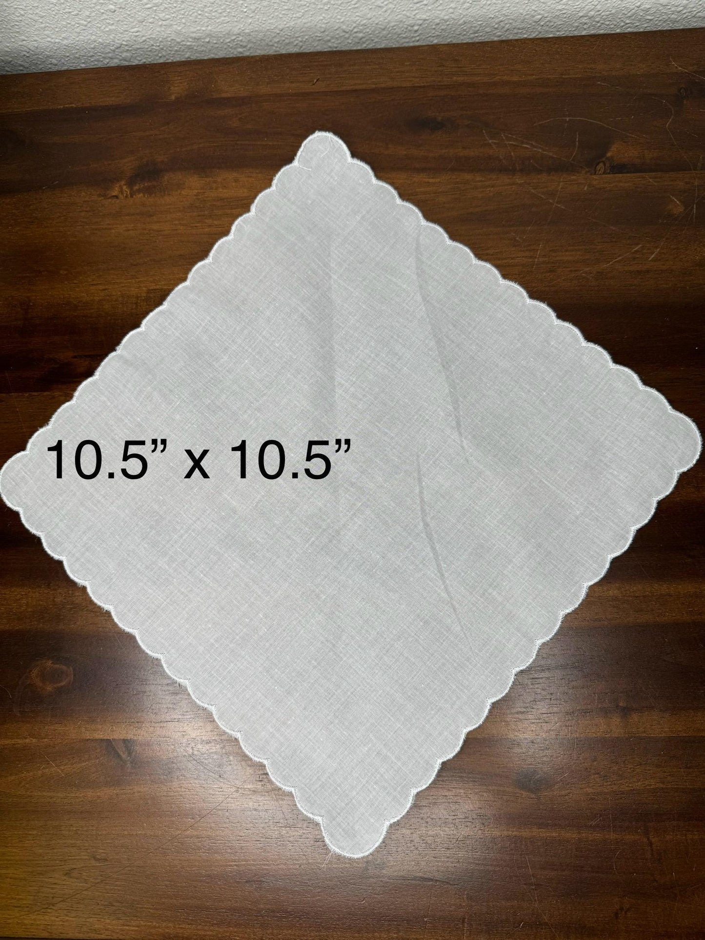 Embroidered Wedding Handkerchief Mother of the Bride with wedding date and heart scalloped satin