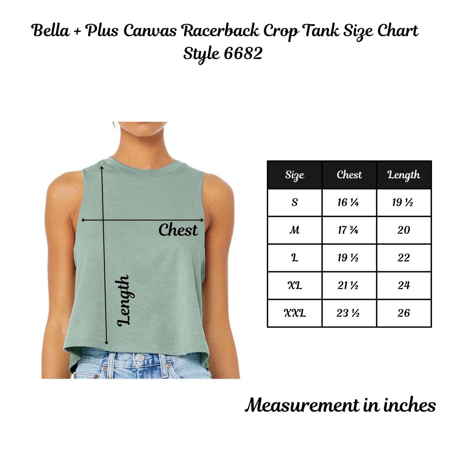 Bella + Canvas Racerback Crop Tank with Embroidered Curved Customized Name on Neckline