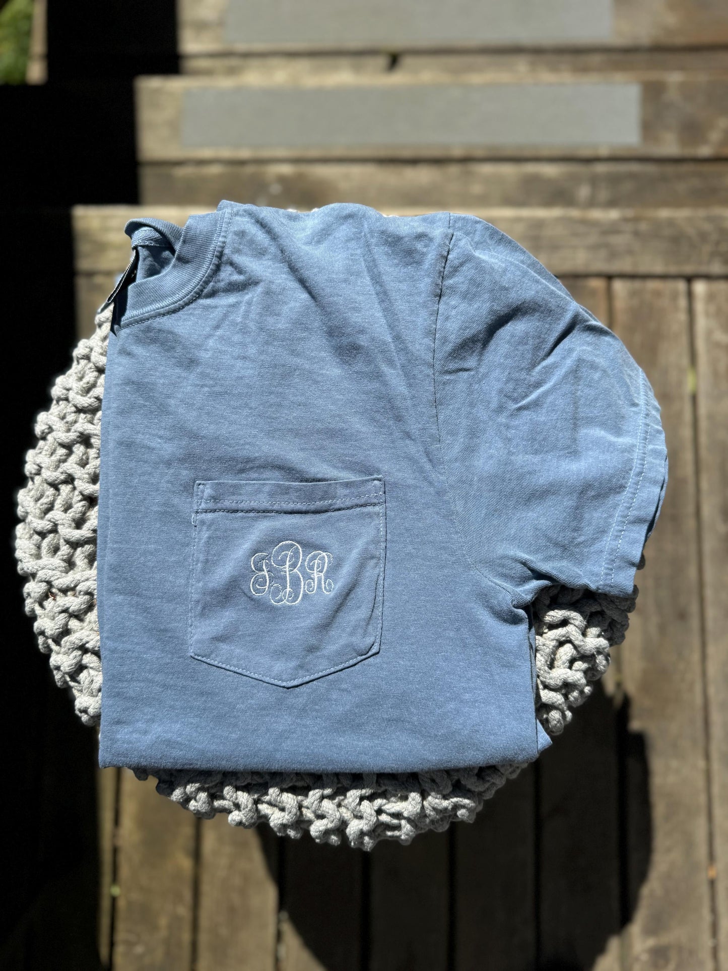 Embroidered Monogram Pocket T-Shirt Comfort Colors