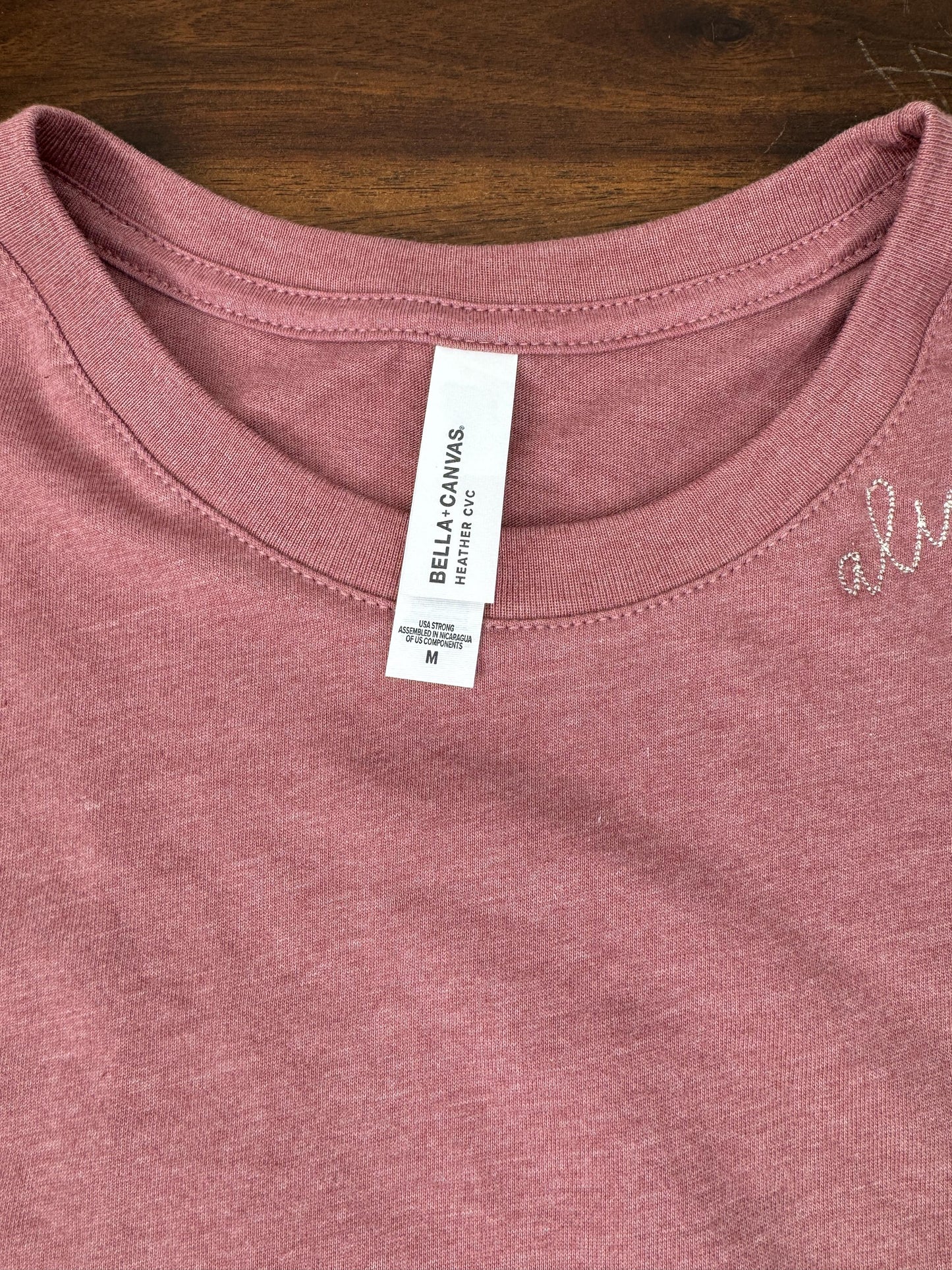 Bella + Canvas Racerback Crop Tank with Embroidered Curved Customized Name on Neckline