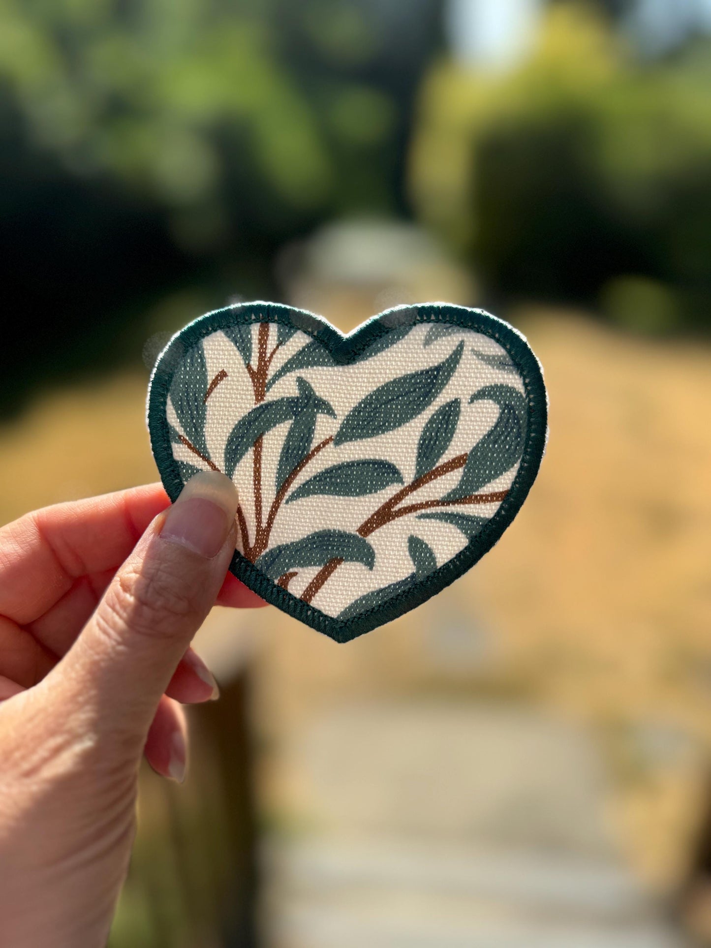 William Morris Fabric Heart Applique Patches - Strawberry Thief Navy, Willow Bough Green, Aqua, Golden Lily - iron on-gift for her