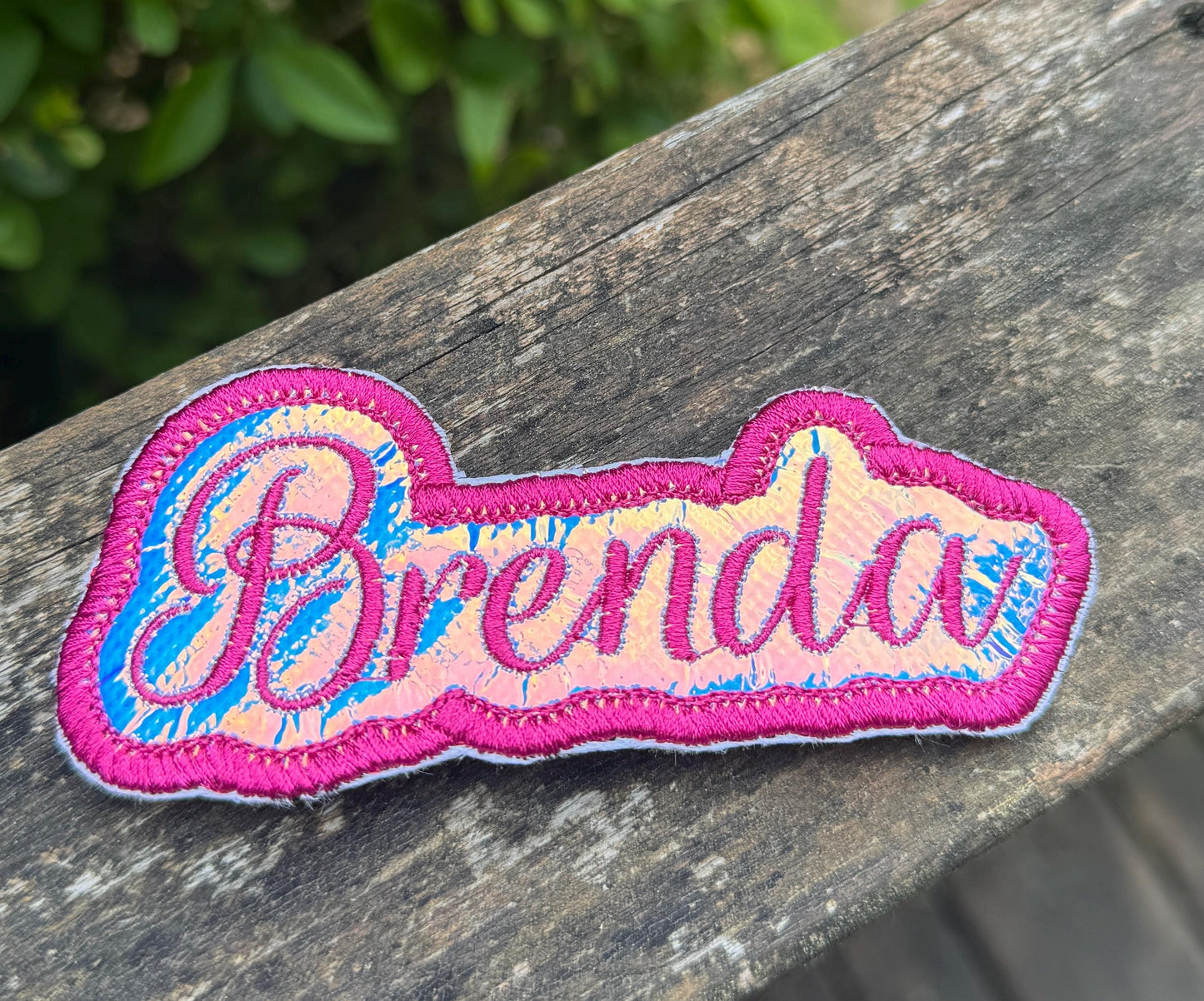 Holographic Custom Embroidered Name Patch - Personalized - 1 inch font iron or sew on - backpack, trucker hat, clothing - gifts for her