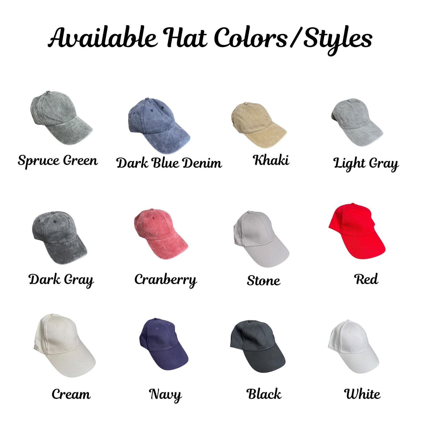 Personalized DAD Embroidered Hat - Baseball Dad Hat - Unstructured Hat, Structured Adjustable Hat - Distressed Hat - Gifts for Him