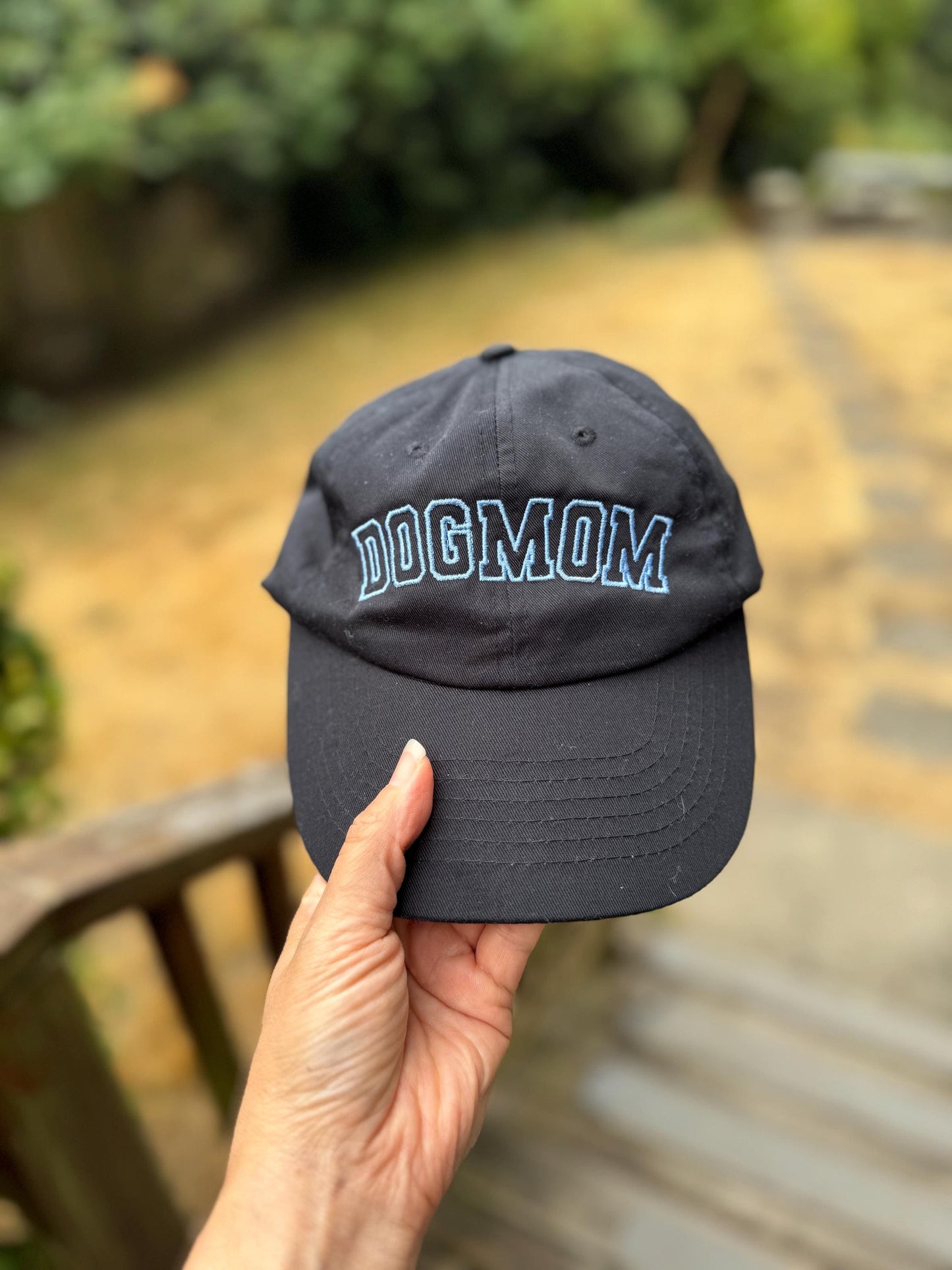 Embroidered Dogmom Hat - Baseball Hat, Dad Hat, Unstructured Hat - Adjustable Fitted Hat - Varsity Satin Stitch - Gifts for Her - Dog lover