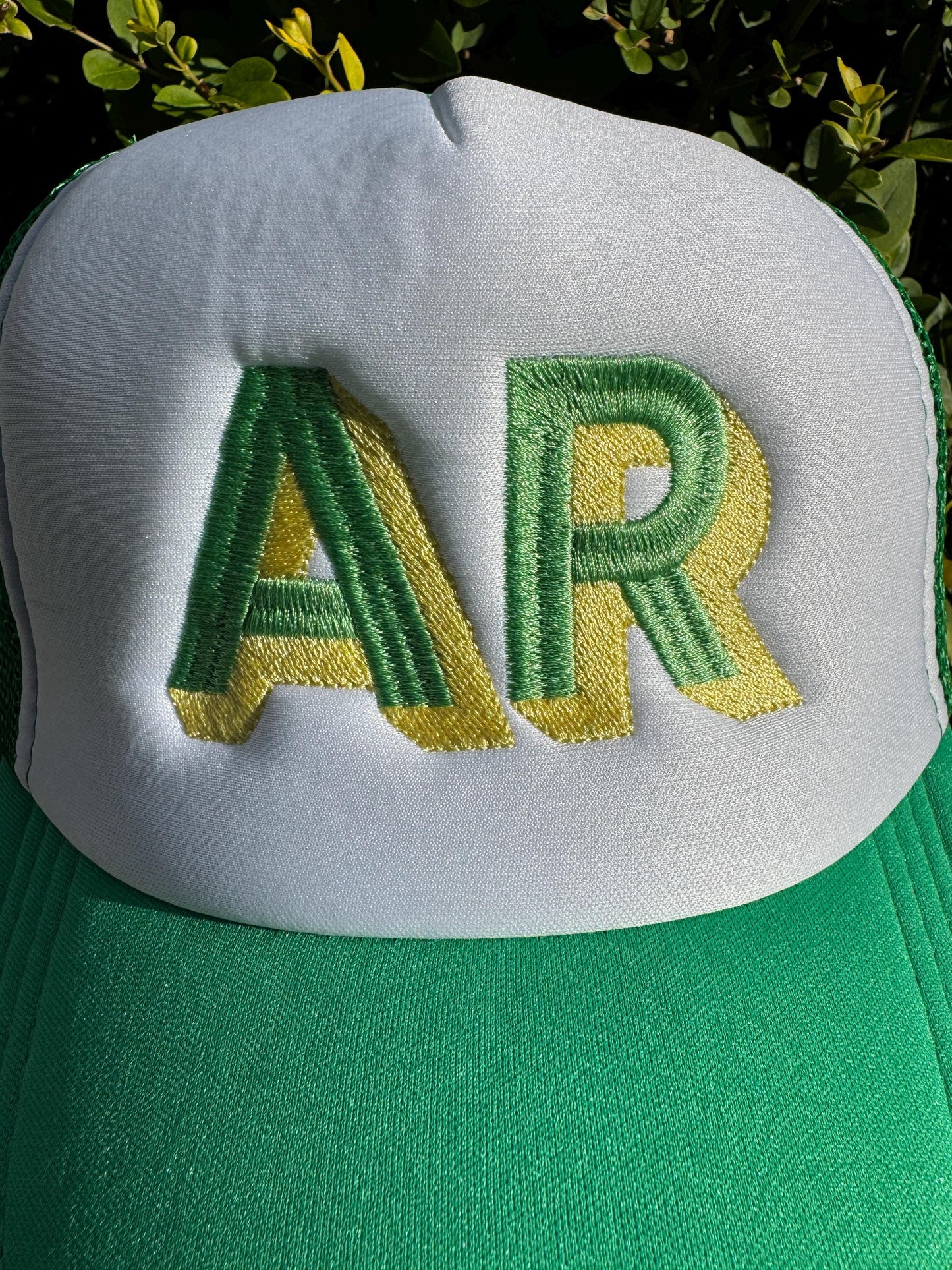 Embroidered Foam Trucker Hat - Two Tone Shadow Block 2 Initials - Trucker Hat, Structured Mesh Hat - Adjustable Fitted Hat Gifts for Her/Him