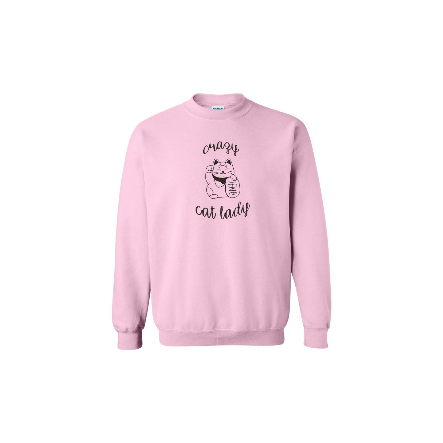 Crazy Cat Lady Embroidered Crewneck Sweatshirt - Lucky Cat - Gildan & Comfort Colors