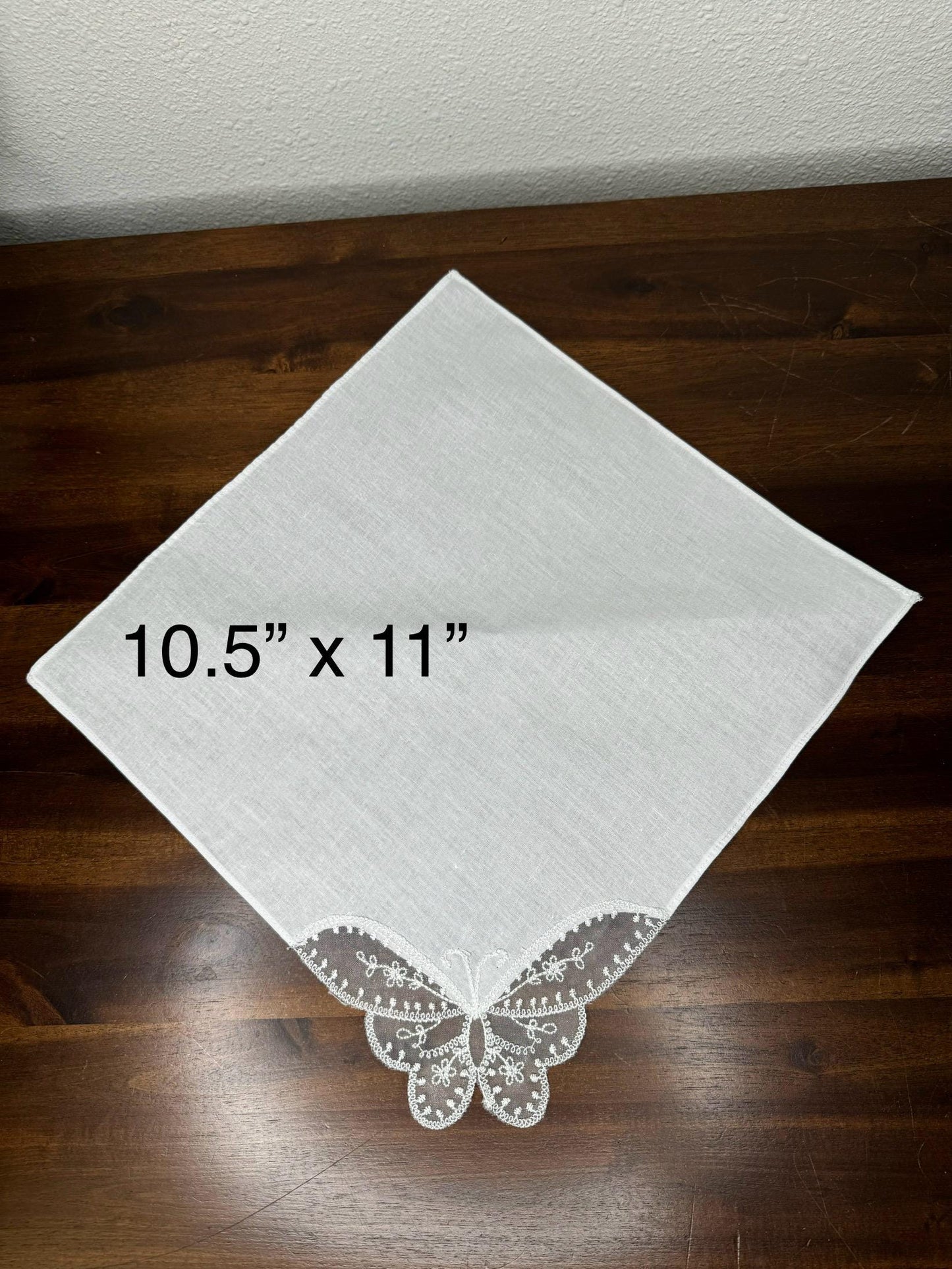 Embroidered Wedding Handkerchief Mother of the Bride with wedding date and heart scalloped satin