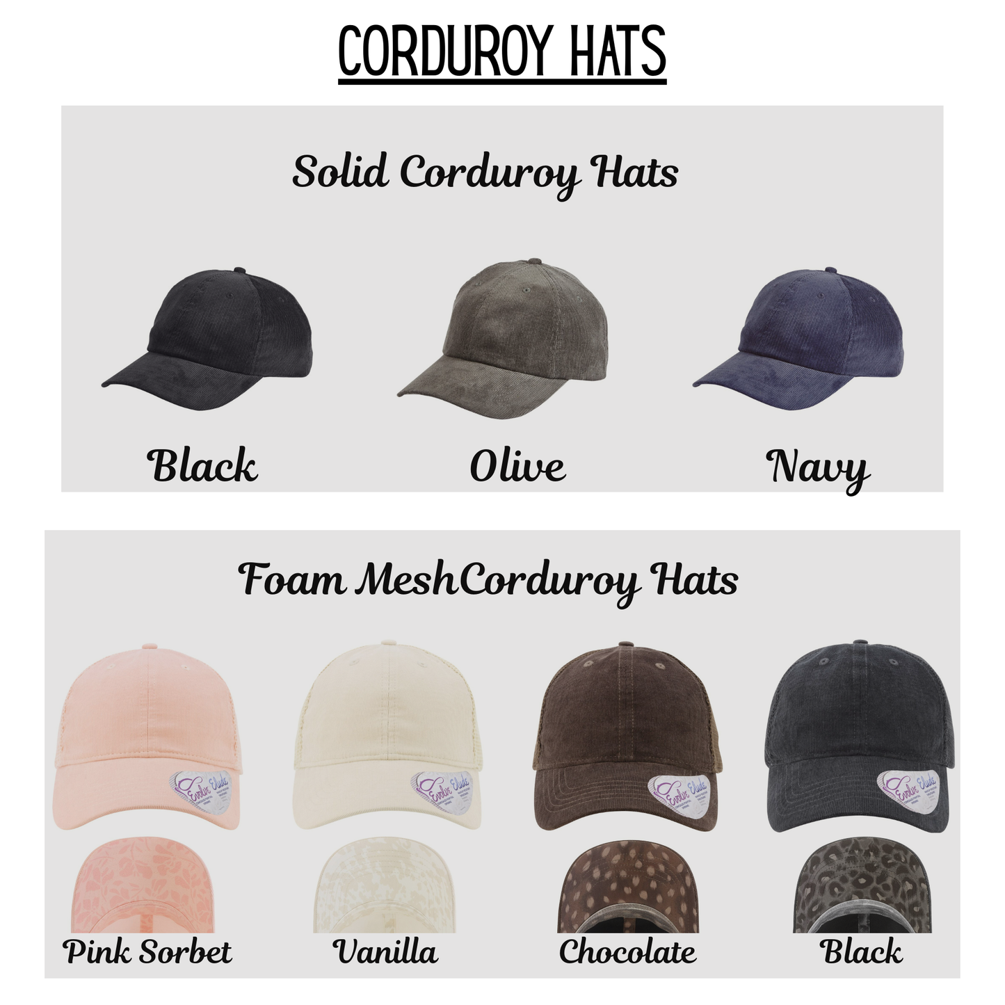 Embroidered Custom CITY or STATE Corduroy Hat - Personalized Hat