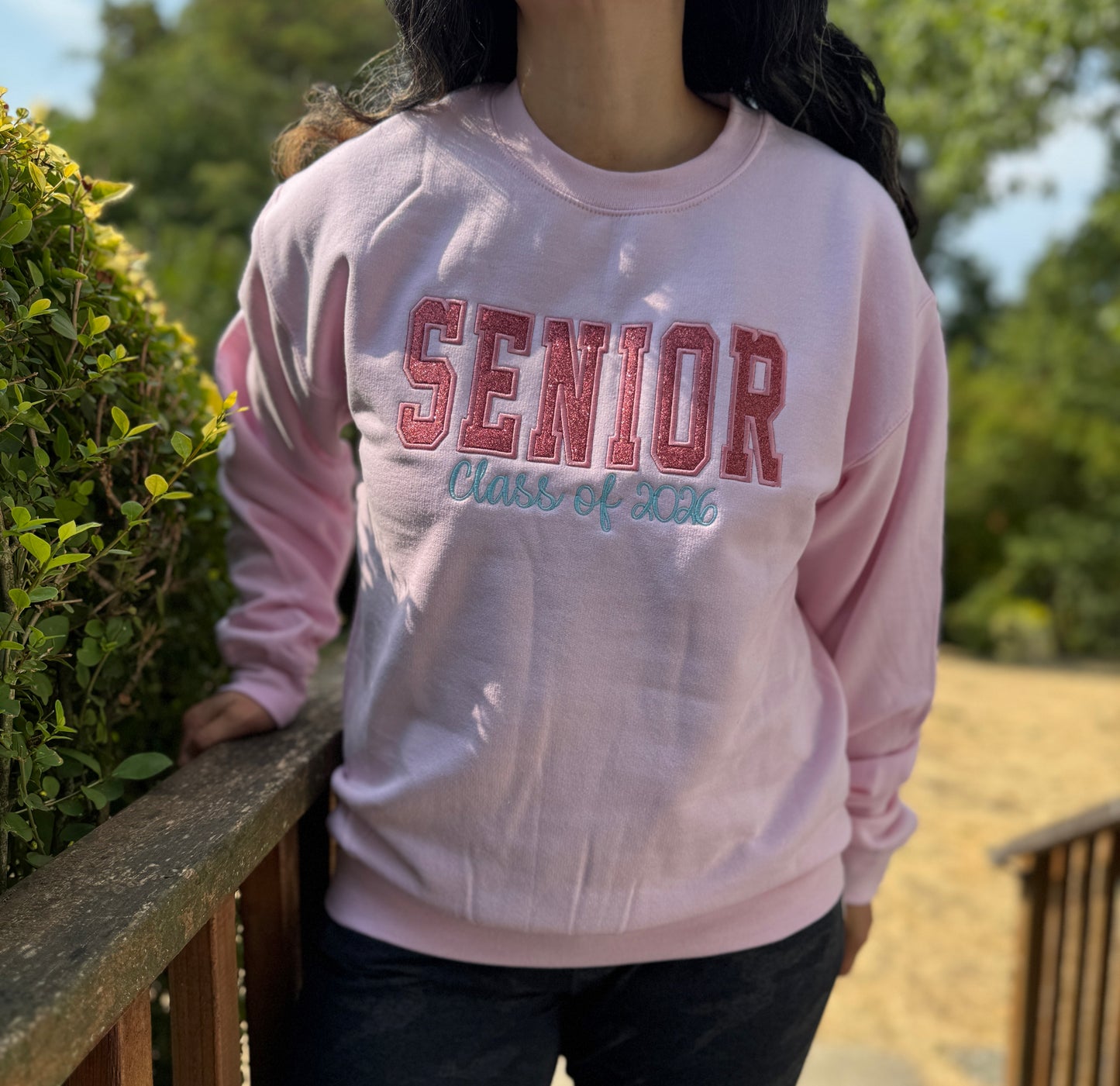 Embroidered Senior Class of 2026 Crewneck - Glitter Vinyl Applique