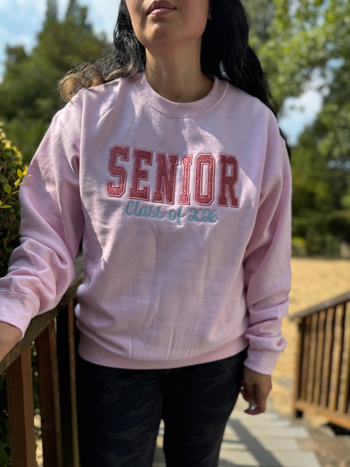 Embroidered Senior Class of 2026 Crewneck - Glitter Vinyl Applique