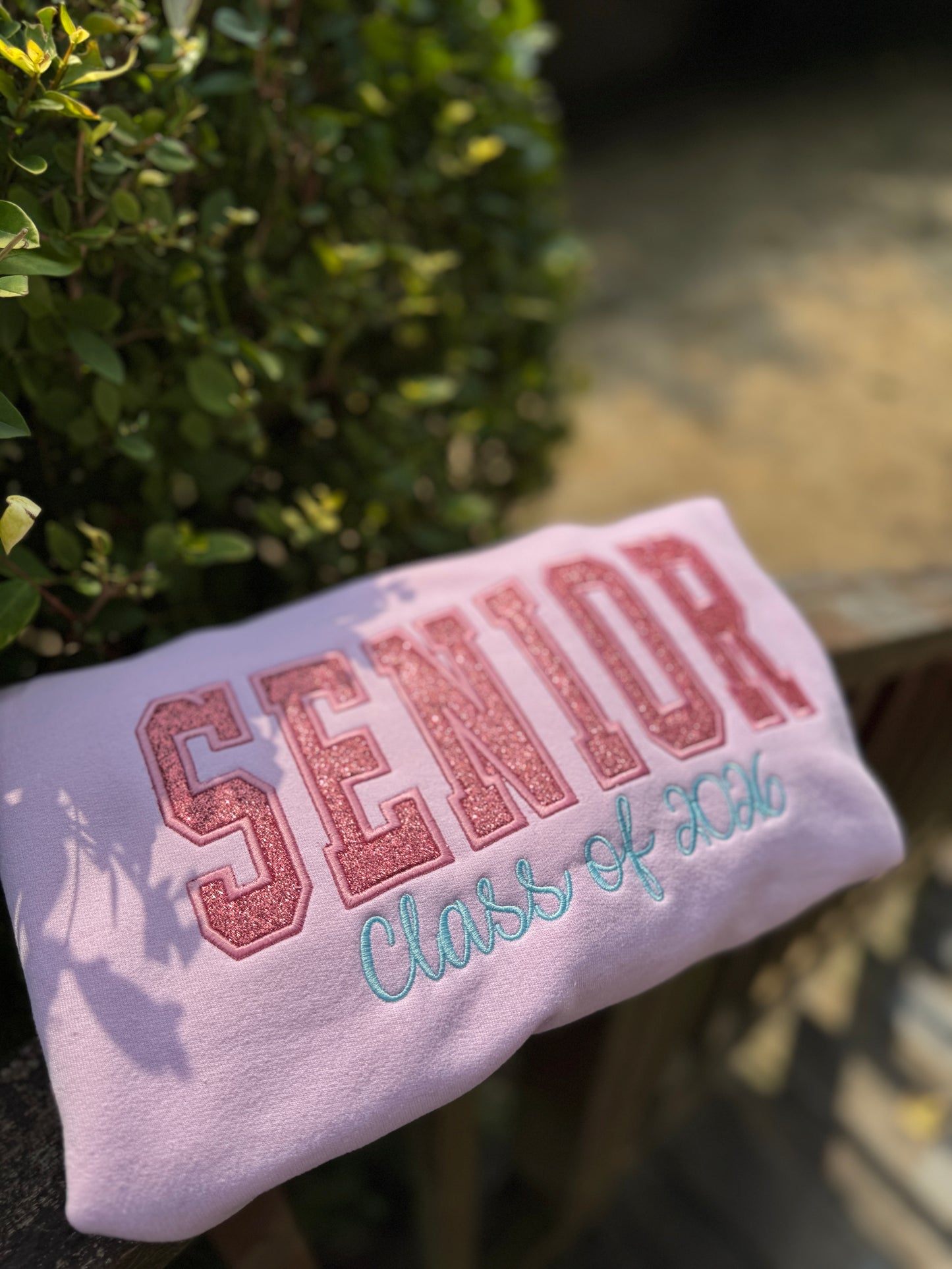 Embroidered Senior Class of 2026 Crewneck - Glitter Vinyl Applique