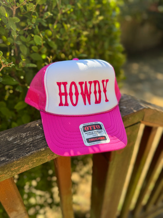 Embroidered Foam Trucker Hat - "HOWDY"