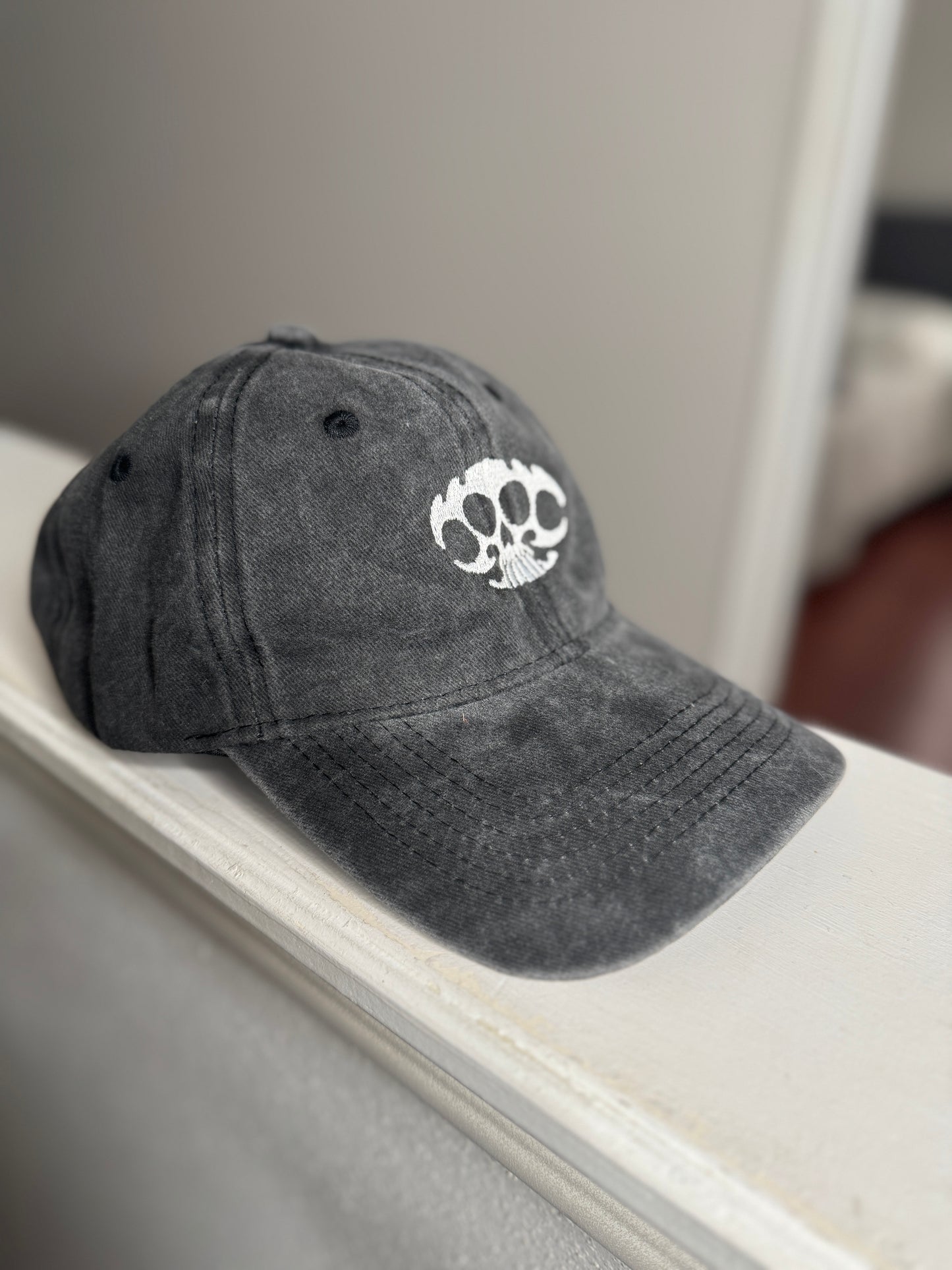 Skull Knuckleduster Embroidered Dad Hat - Adjustable Distressed Baseball Cap