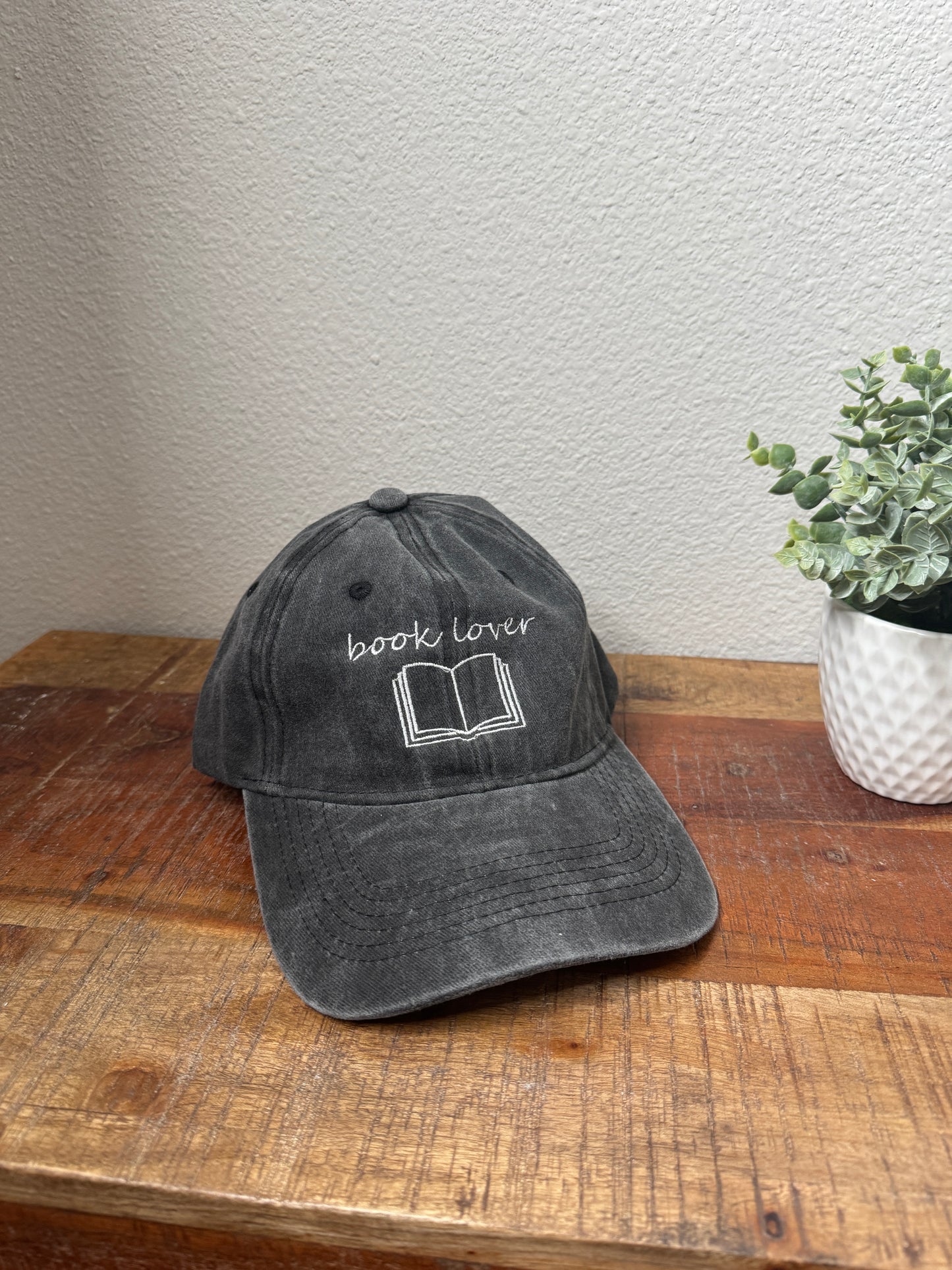 Book Lovers Embroidered Dad Hat with Open Book Graphic - Adjustable Distressed Baseball Cap