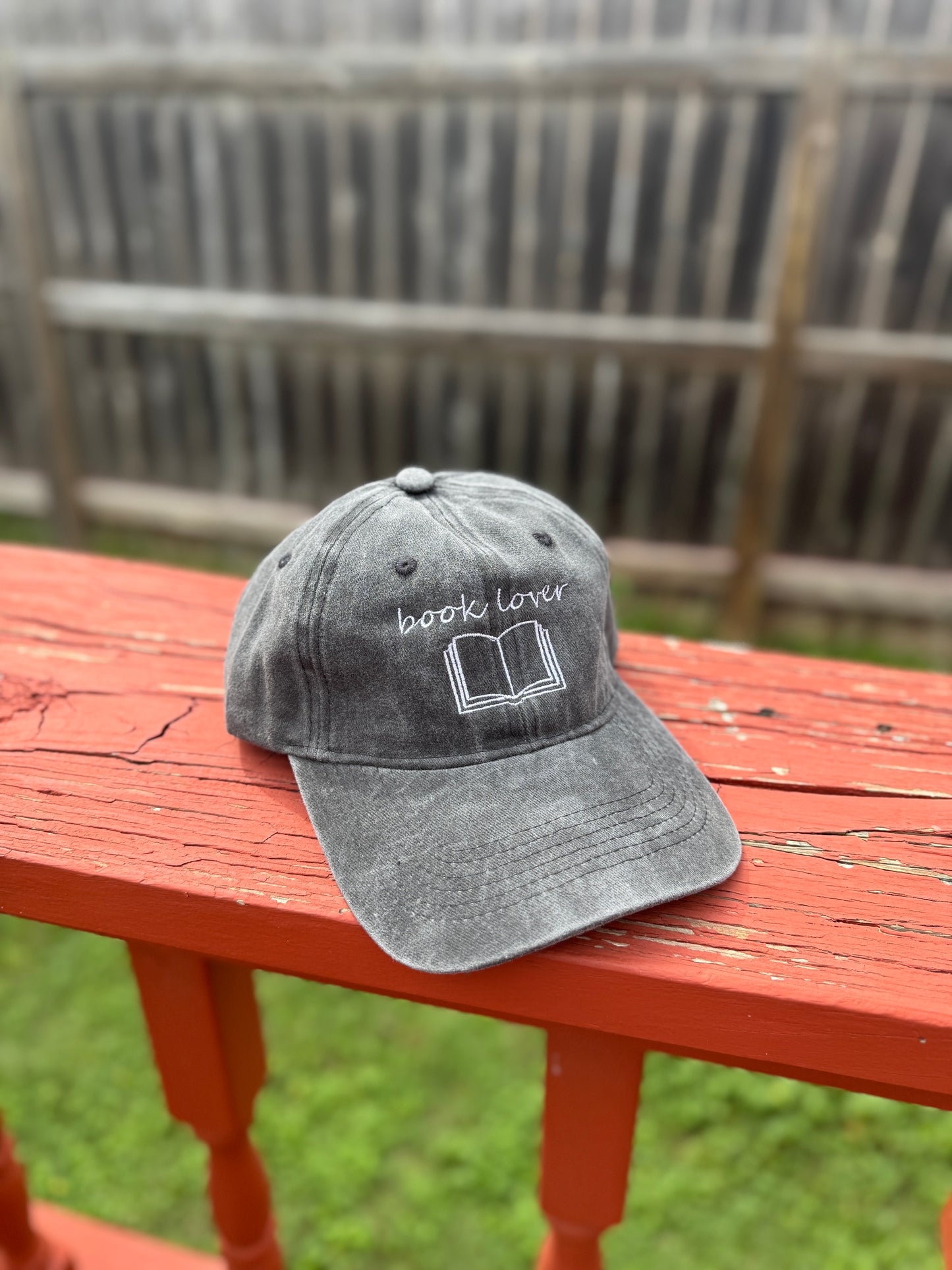 Book Lovers Embroidered Dad Hat with Open Book Graphic - Adjustable Distressed Baseball Cap