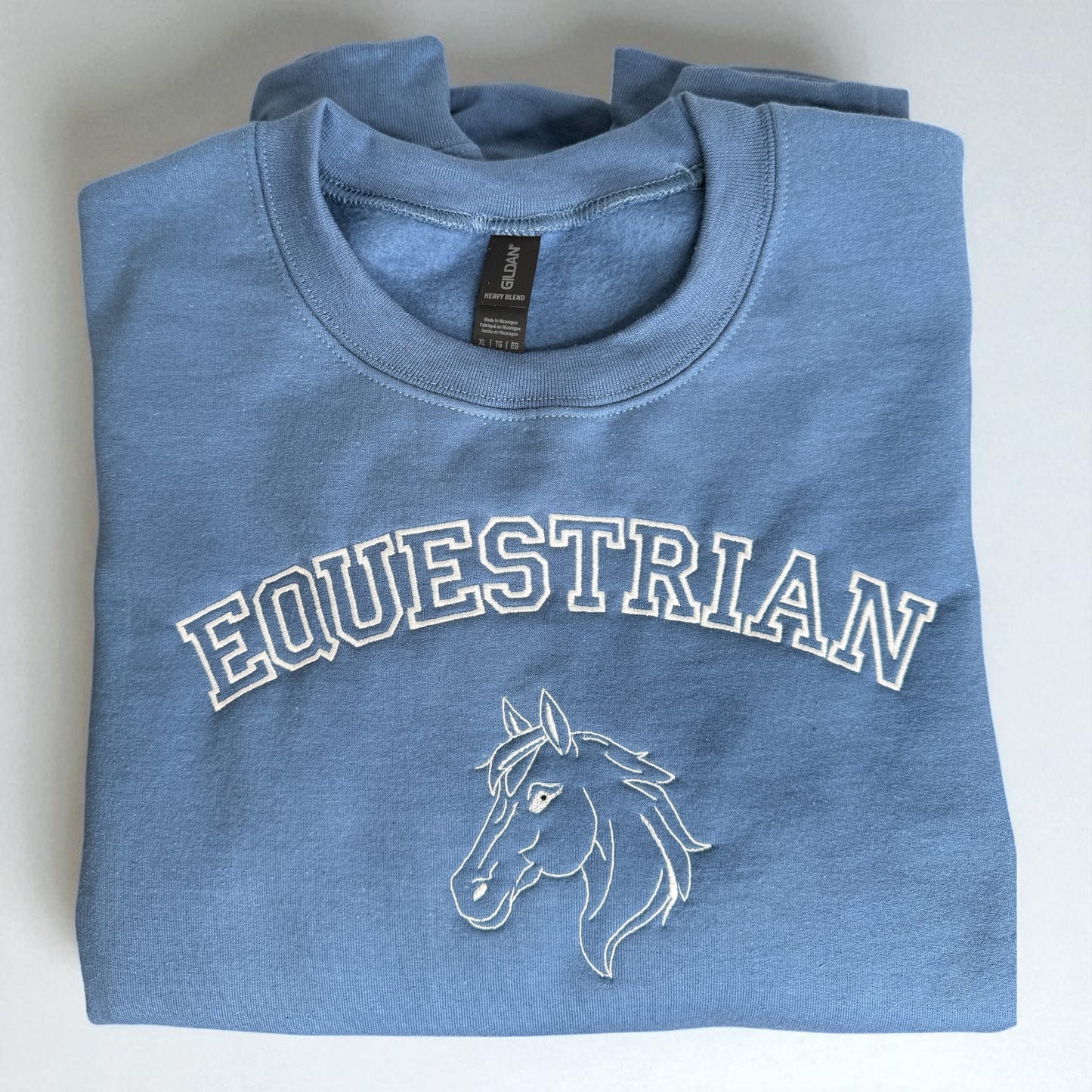 Equestrian Embroidered Crewneck Sweatshirt - Horse Profile