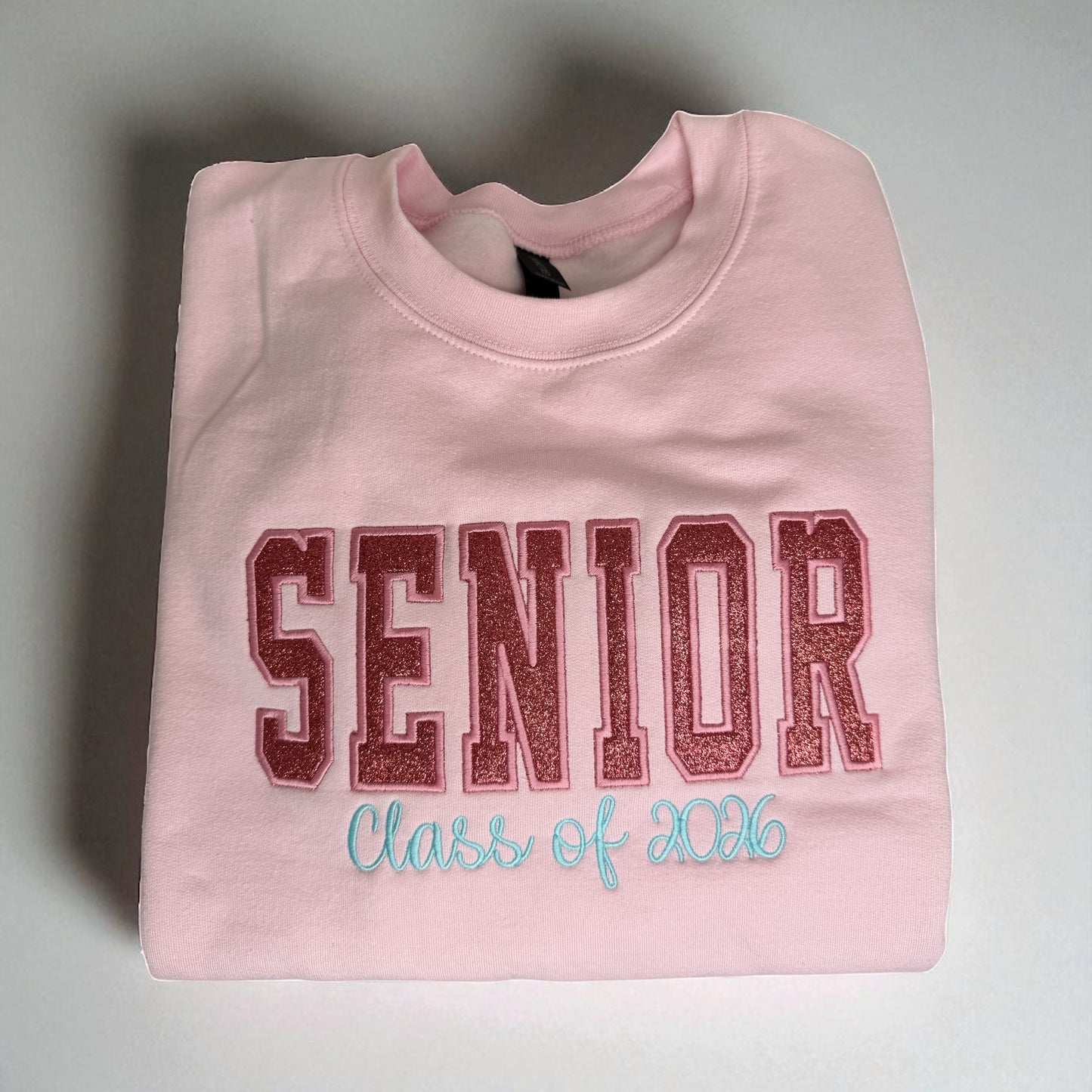 Embroidered Senior Class of 2026 Crewneck - Glitter Vinyl Applique