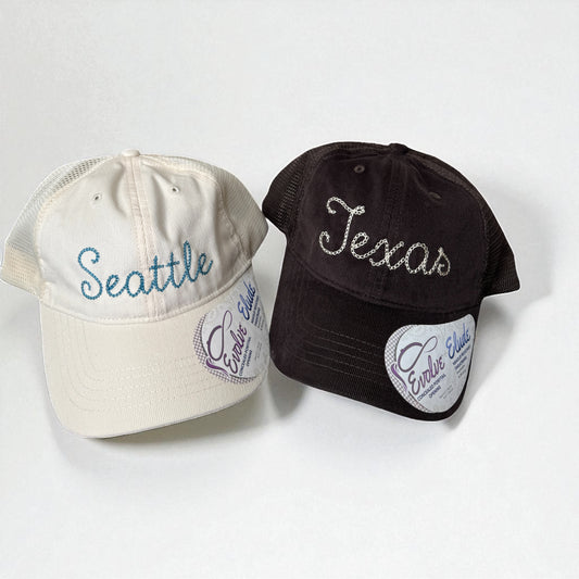 Embroidered Custom CITY or STATE Corduroy Hat - Personalized Hat