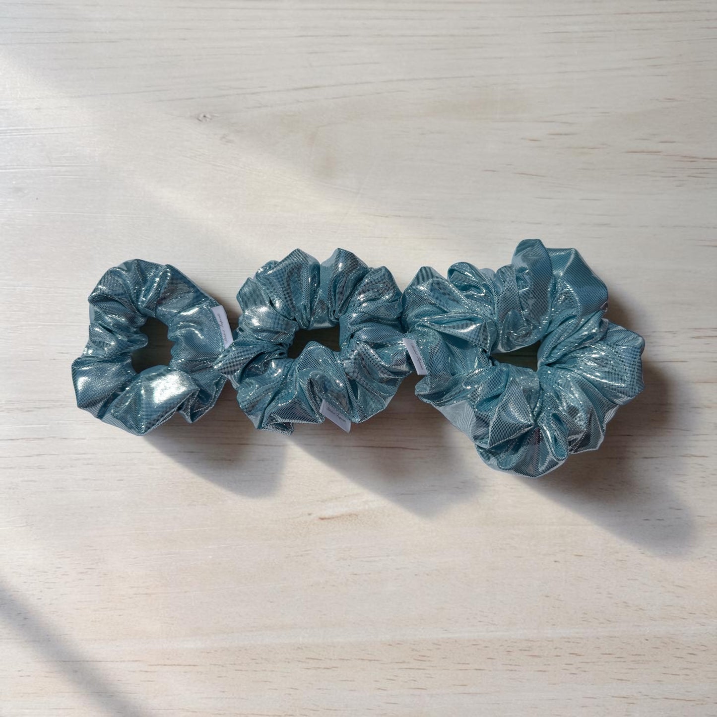 Light Blue Holographic Shiny Hair Scrunchie - 3 sizes - handmade
