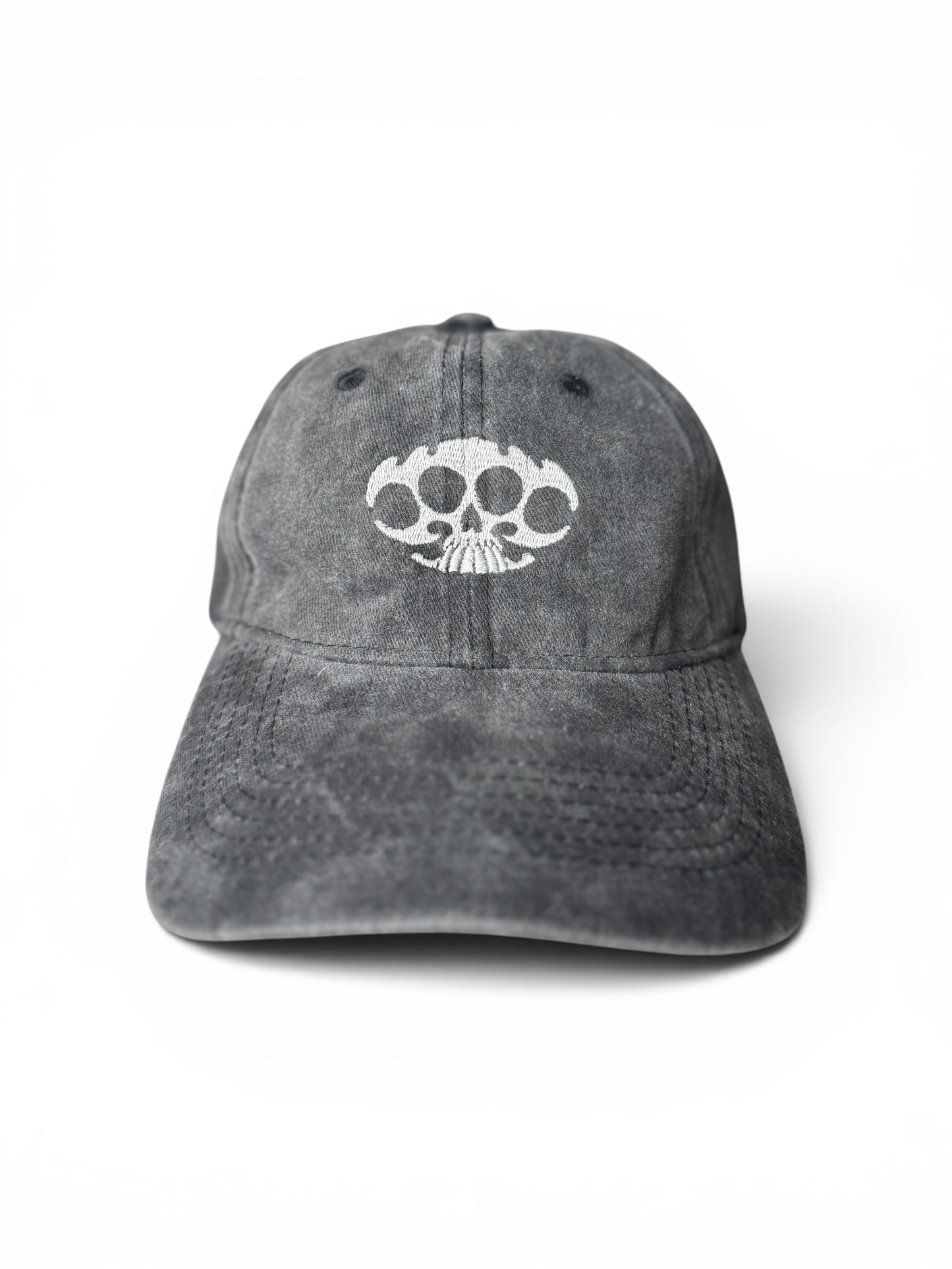 Skull Knuckleduster Embroidered Dad Hat - Adjustable Distressed Baseball Cap