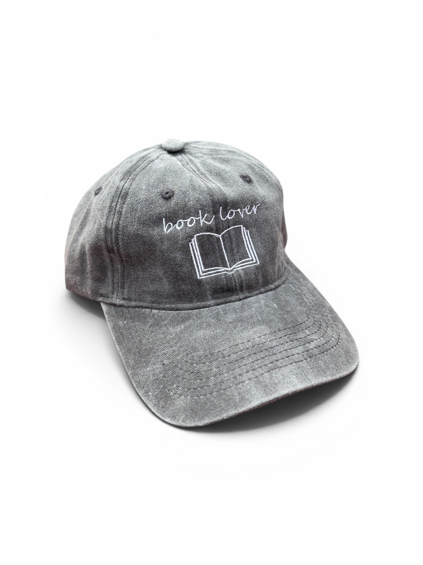 Book Lovers Embroidered Dad Hat with Open Book Graphic - Adjustable Distressed Baseball Cap
