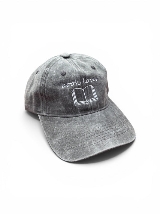 Book Lovers Embroidered Dad Hat with Open Book Graphic - Adjustable Distressed Baseball Cap