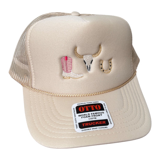 Texas Trio Western Trucker Embroidered Hat