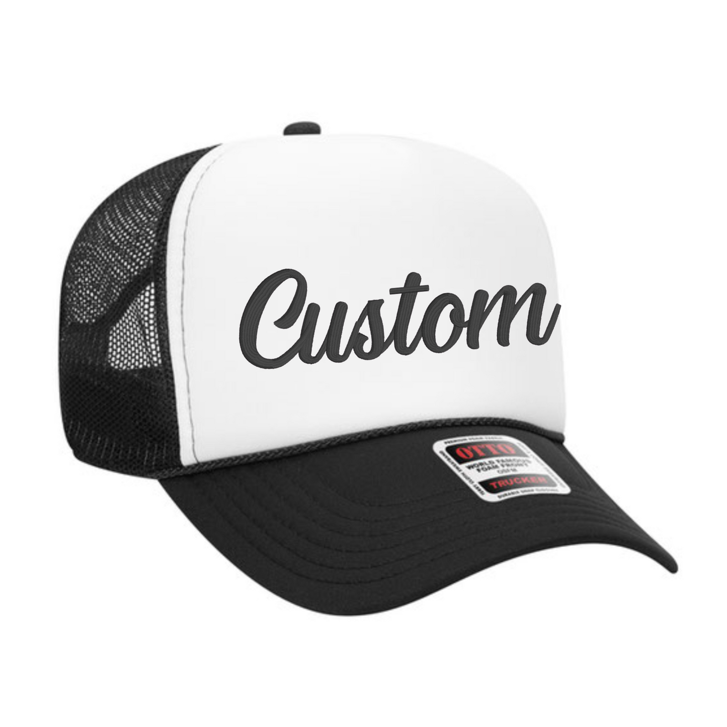 3D Puff Foam Embroidered Foam Trucker Hat - Two Tone Colors