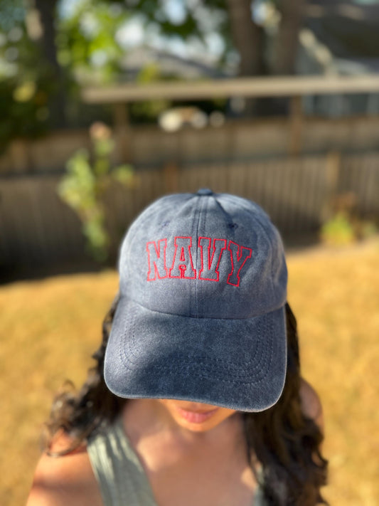 Embroidered Navy Hat - Military Cap/Baseball Dad Hat - Trucker Hat, Structured Snapback Mesh Hat - Adjustable Fitted Hat - Gifts for Her/Him