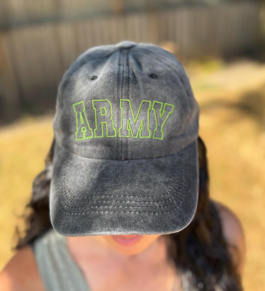Embroidered Army Hat - Military Cap/Baseball Dad Hat - Trucker Hat, Structured Snapback Mesh Hat - Adjustable Fitted Hat - Gifts for Her/Him