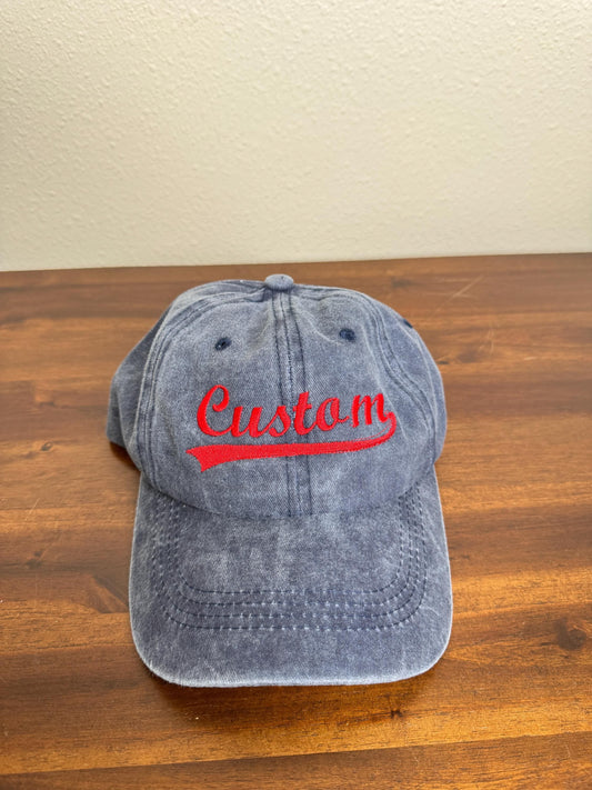 Custom Embroidered Hat - Personalized Text/Name Baseball Dad Hat - Unstructured/Structured Hat - Distressed Hat - Gifts for Her/Him