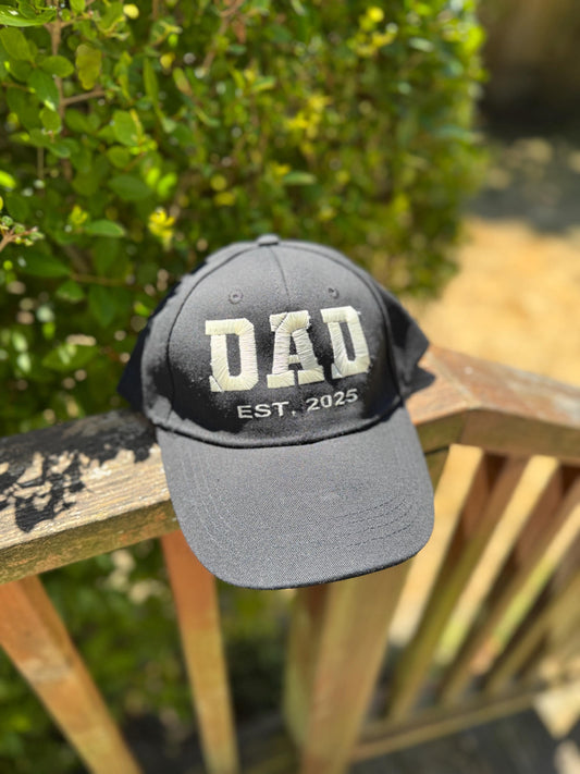 Personalized DAD Embroidered Hat - Baseball Dad Hat - Unstructured Hat, Structured Adjustable Hat - Distressed Hat - Gifts for Him