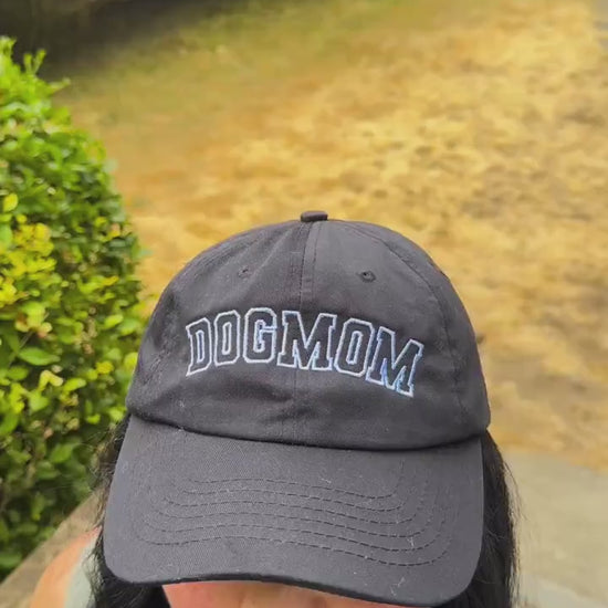 Embroidered Dogmom Hat - Baseball Hat, Dad Hat, Unstructured Hat - Adjustable Fitted Hat - Varsity Satin Stitch - Gifts for Her - Dog lover