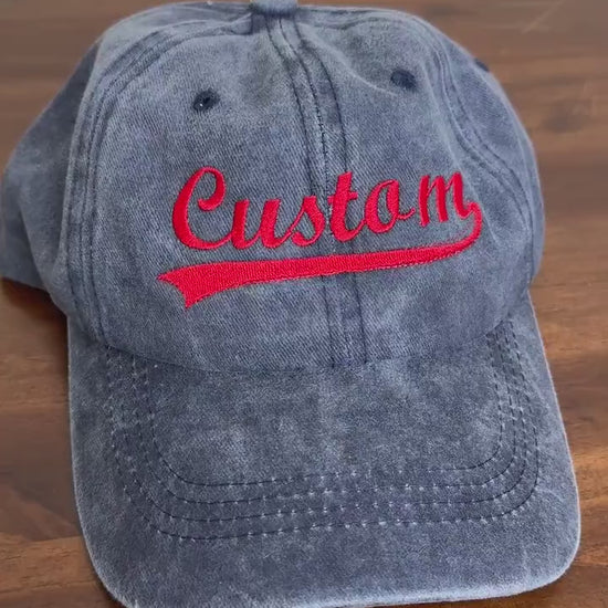Custom Embroidered Hat - Personalized Text/Name Baseball Dad Hat - Unstructured/Structured Hat - Distressed Hat - Gifts for Her/Him