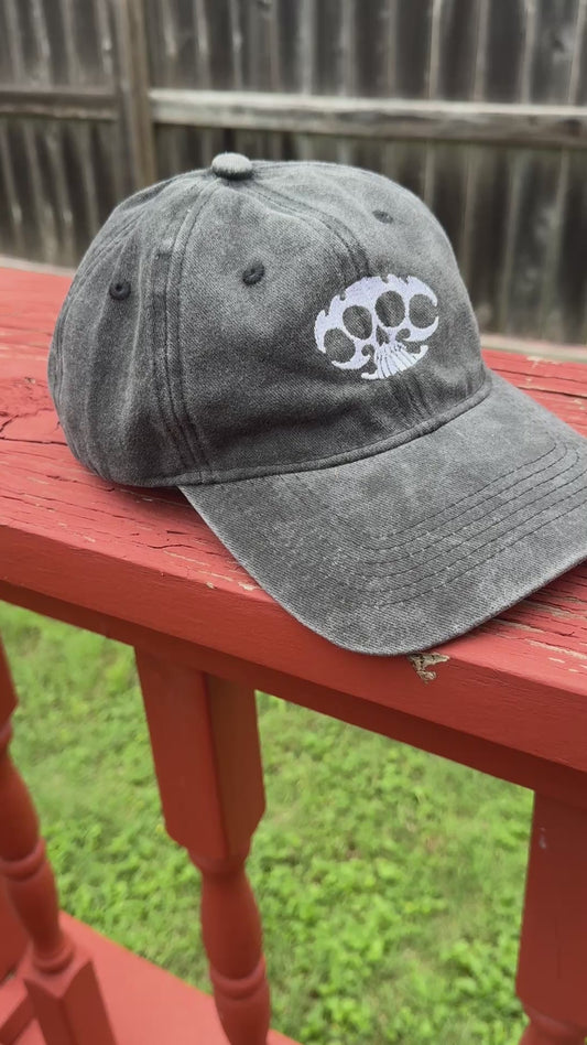 Skull Knuckleduster Embroidered Dad Hat - Adjustable Distressed Baseball Cap