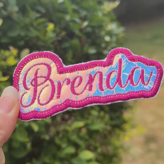 Holographic Custom Embroidered Name Patch - Personalized - 1 inch font iron or sew on - backpack, trucker hat, clothing - gifts for her