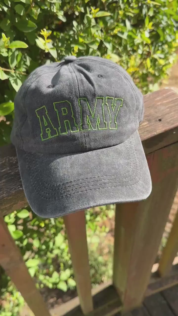 Embroidered Army Hat - Military Cap/Baseball Dad Hat - Trucker Hat, Structured Snapback Mesh Hat - Adjustable Fitted Hat - Gifts for Her/Him