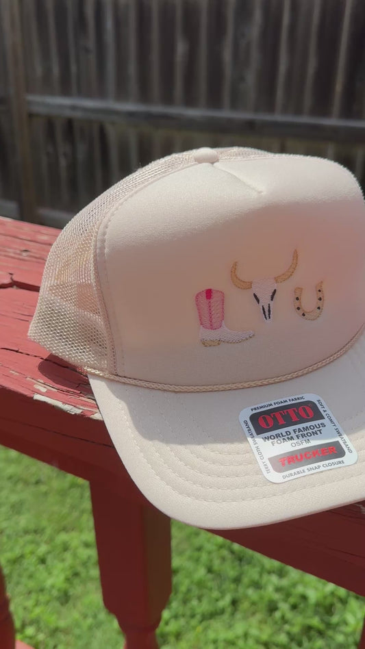 Texas Trio Western Trucker Embroidered Hat